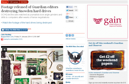 Guardian releases video of editors destroying Snowden files